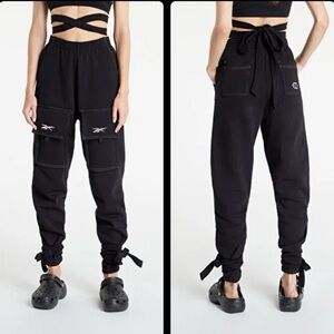 Reebok x Cardi B Black Knit Sweat Pants Joggers, Size L, NEW!